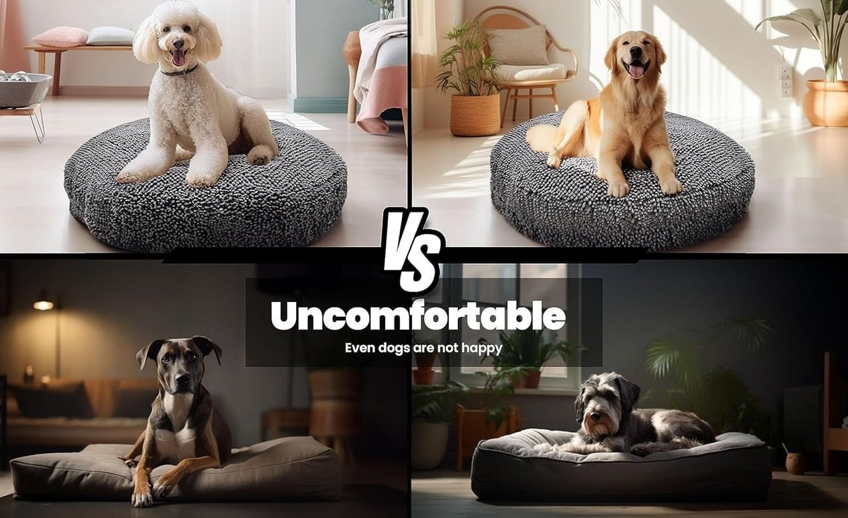 Muddy Mat® Cloud K-9 Bed for Dogs & Cats - Soft & Relaxing Round Dog Bed –Grey Large (40x40) InfiniteWags