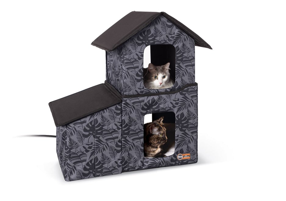 Outdoor Two-Story Kitty House with Dining Room Unheated Houses K&H Pet Products