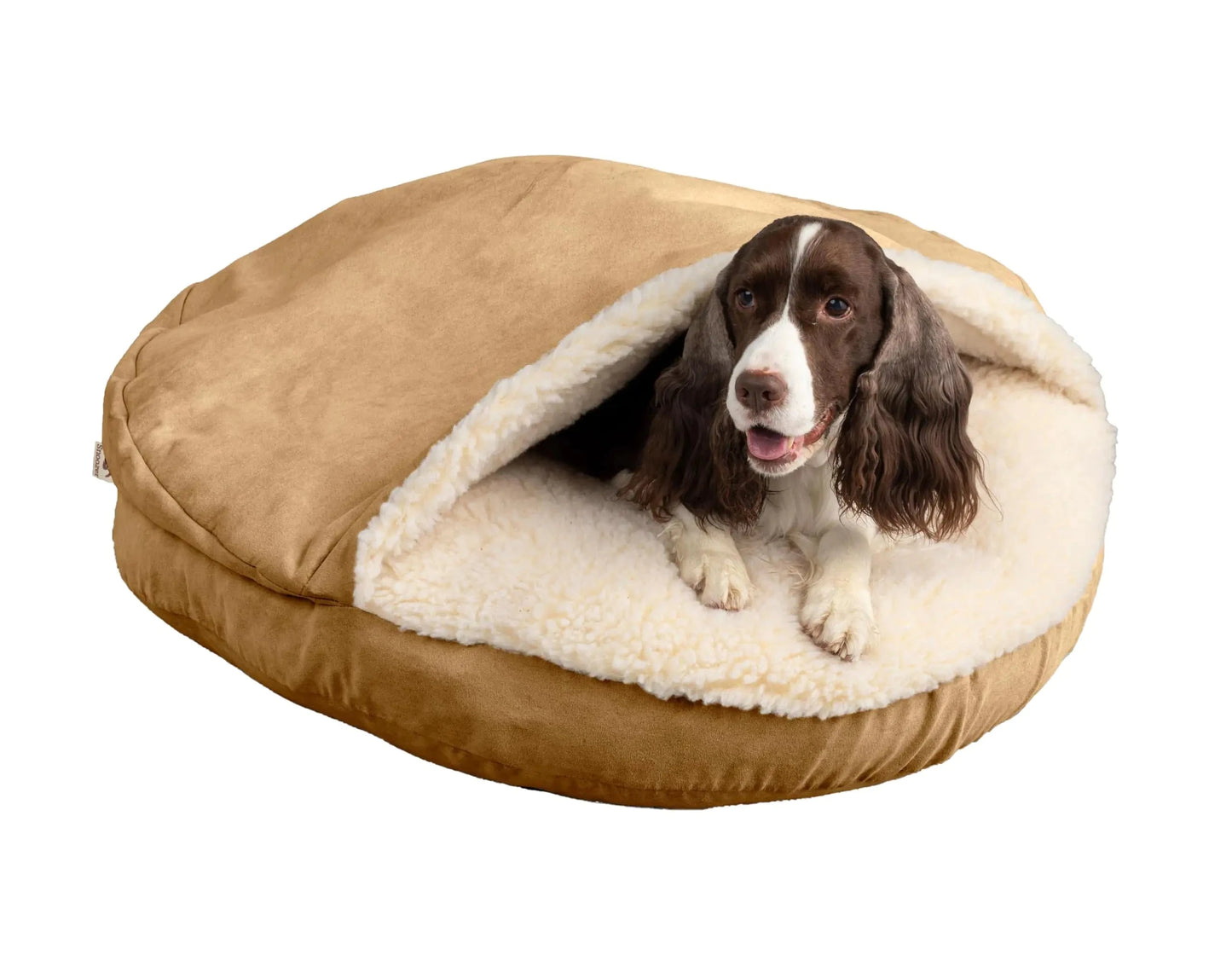 Cozy Cave Dog Bed - Snoozer Luxury Microsuede Pet Bed Large Camel InfiniteWags Camel 35.0"L x 35.0"W x 8.0"Th