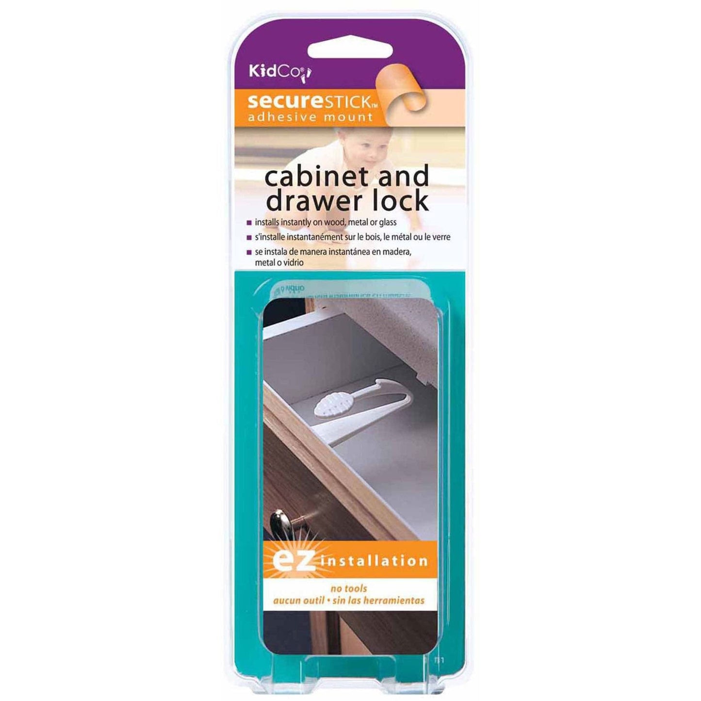 Adhesive Mount Cabinet and Drawer Lock 3 pack Kidco