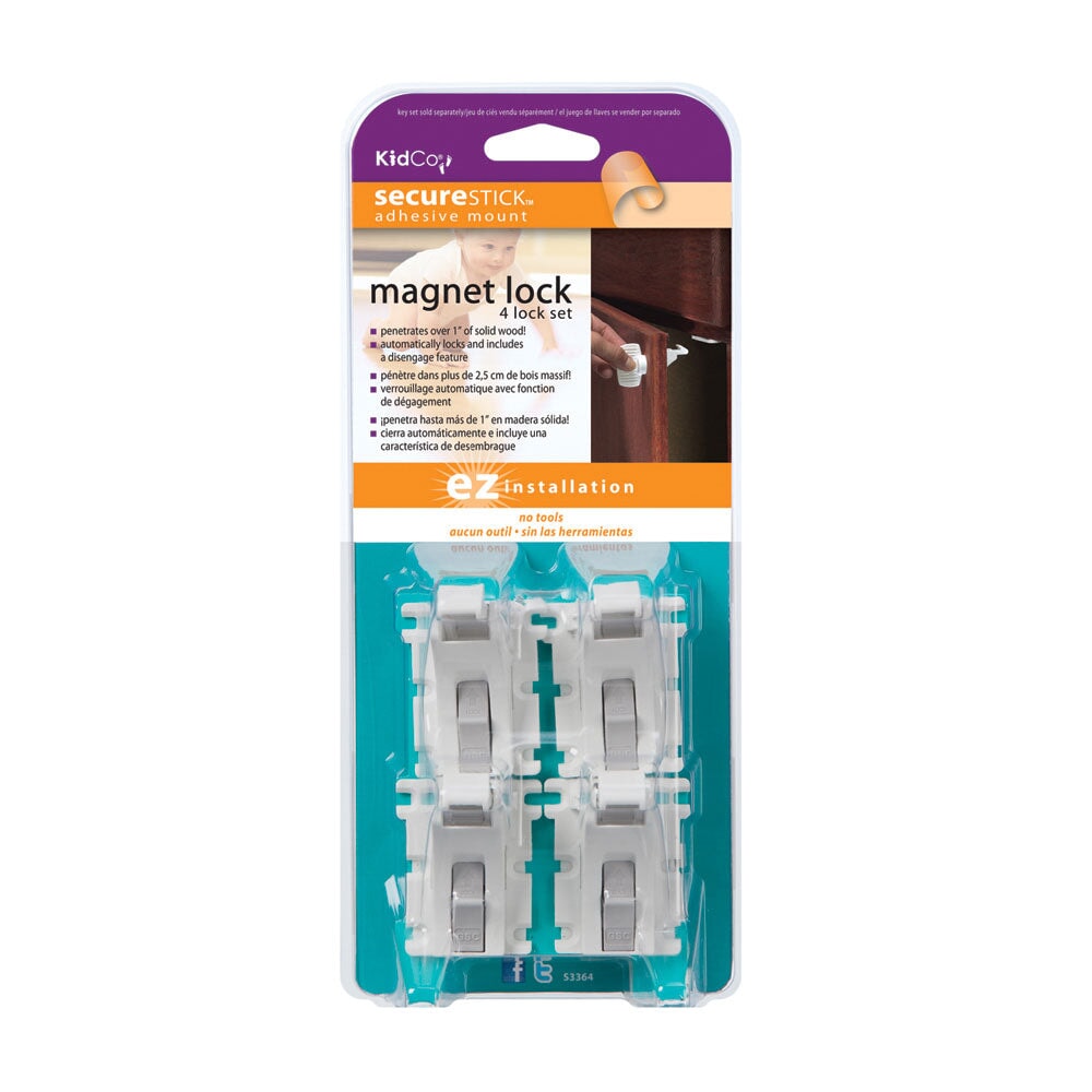 Magnet Lock and Key Adhesive Mount 4 Locks and Key Kidco