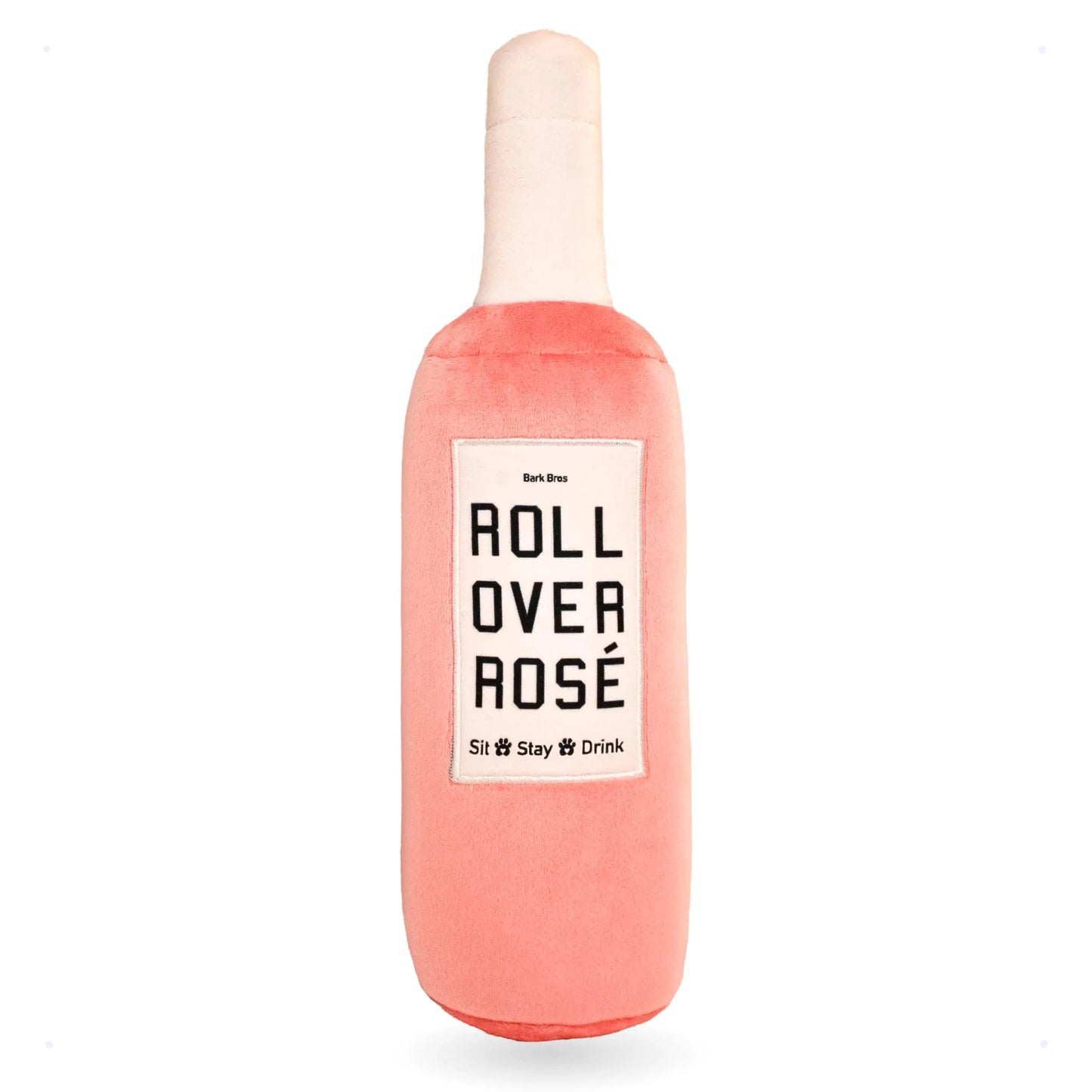 Bark Bros - Rose Wine Bottle Dog Toy - Plush Squeaky Dog Toys Funny Parody - Rose Dog Toy - Alcohol Dog Toy - Dog Birthday Toy - Cute Dog Toys - Dog Gifts - Puppy Gifts - Boy/Girl Dog Toys (Large) InfiniteWags