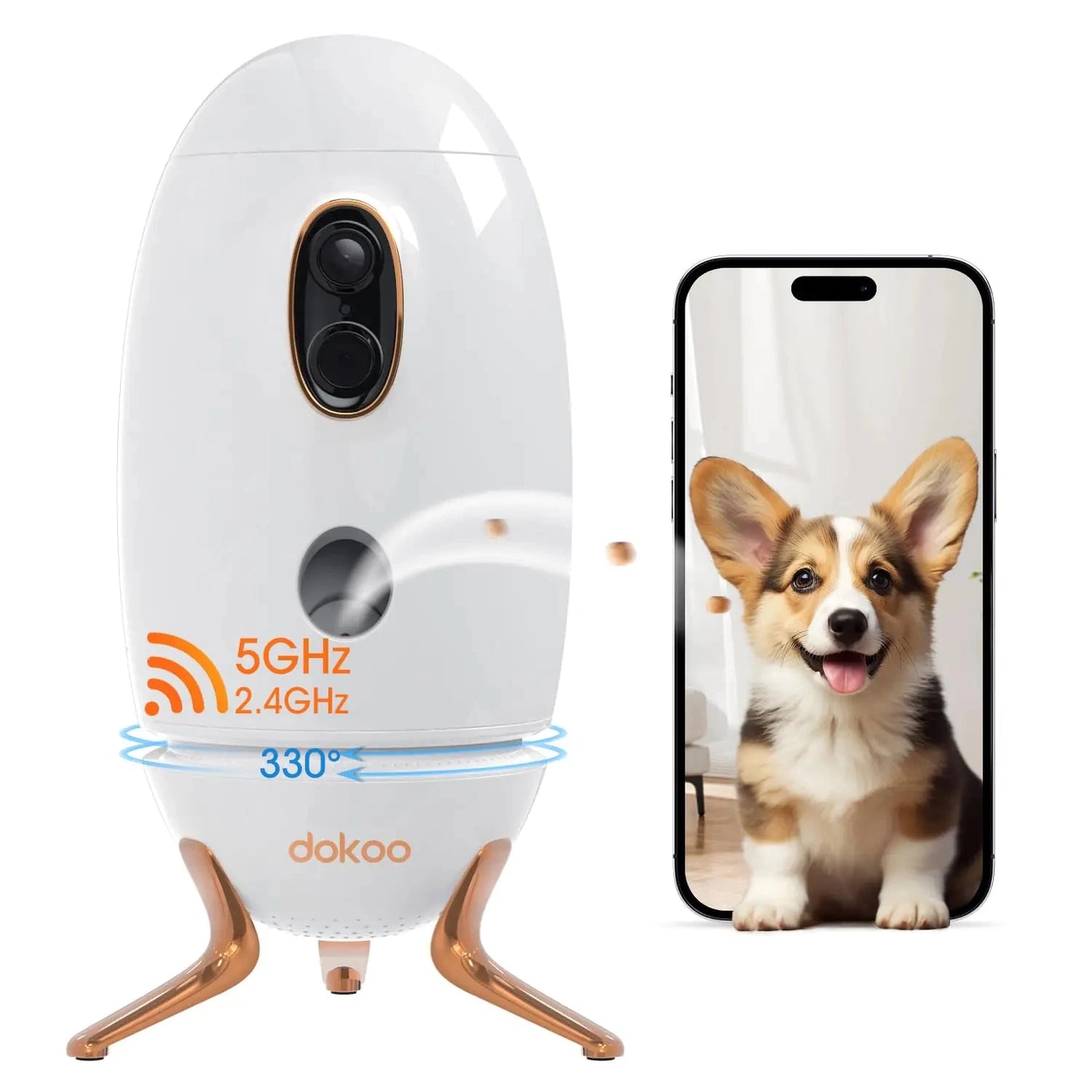 Dog Camera with Treat Dispenser - 2K/4MP HD 330° InfiniteWags