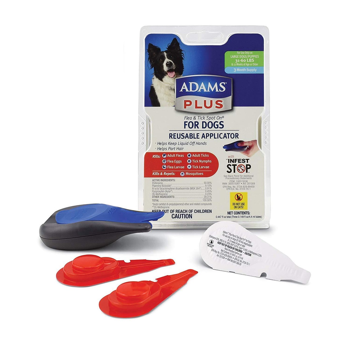 Flea and Tick Spot on Dog Large 3 Month Supply Adams Plus