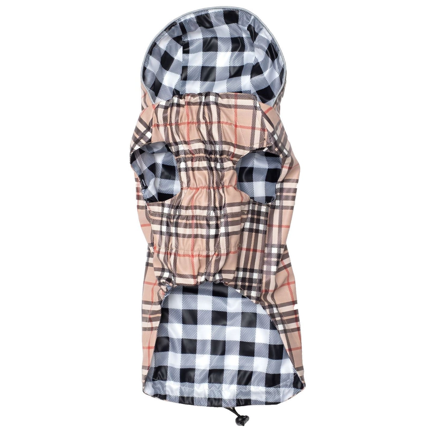 Plaid Dog Raincoat - The Worthy Dog Tan Plaid London Raincoat Dog Rain Jackets TheWorthyDog