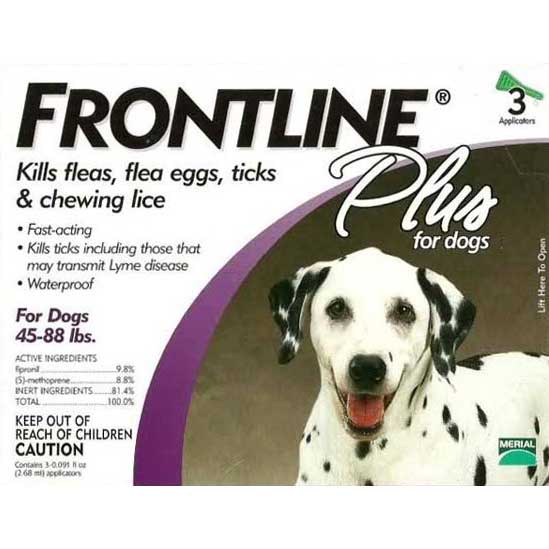 Flea Control Plus for Dogs And Puppies 45-88 lbs 3 Pack Frontline