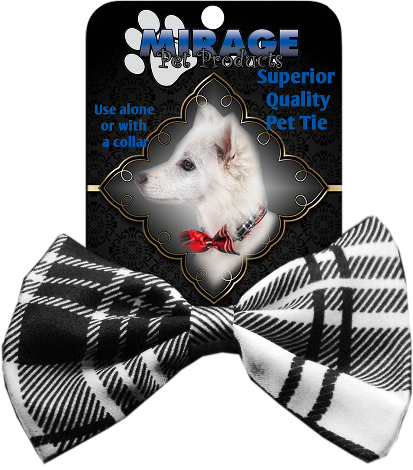 Dog Bow Tie Plaid White InfiniteWags