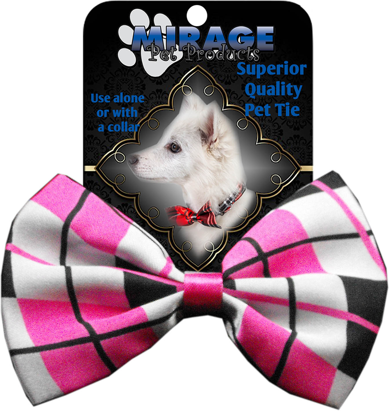 Dog Bow Tie Plaid Pink InfiniteWags