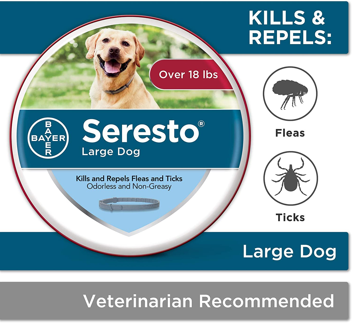 Flea and Tick Collar for Large Dogs - Seresto 8-Month Flea and Tick Collar InfiniteWags