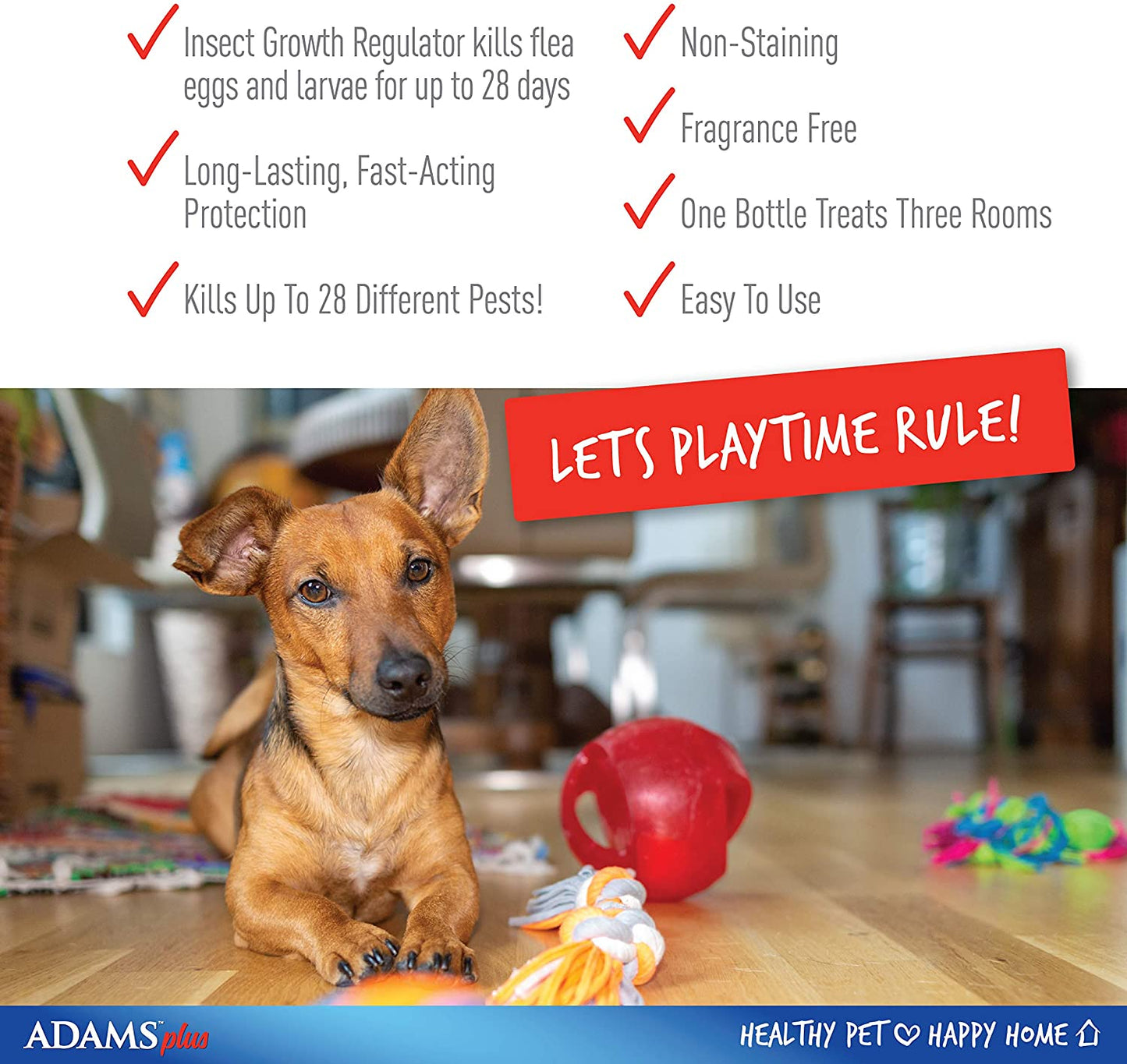 Flea and Tick Home Spray - Effectively kills fleas, flea eggs, flea larvae, bed bugs, and more - 24 ounces - Adams Adams