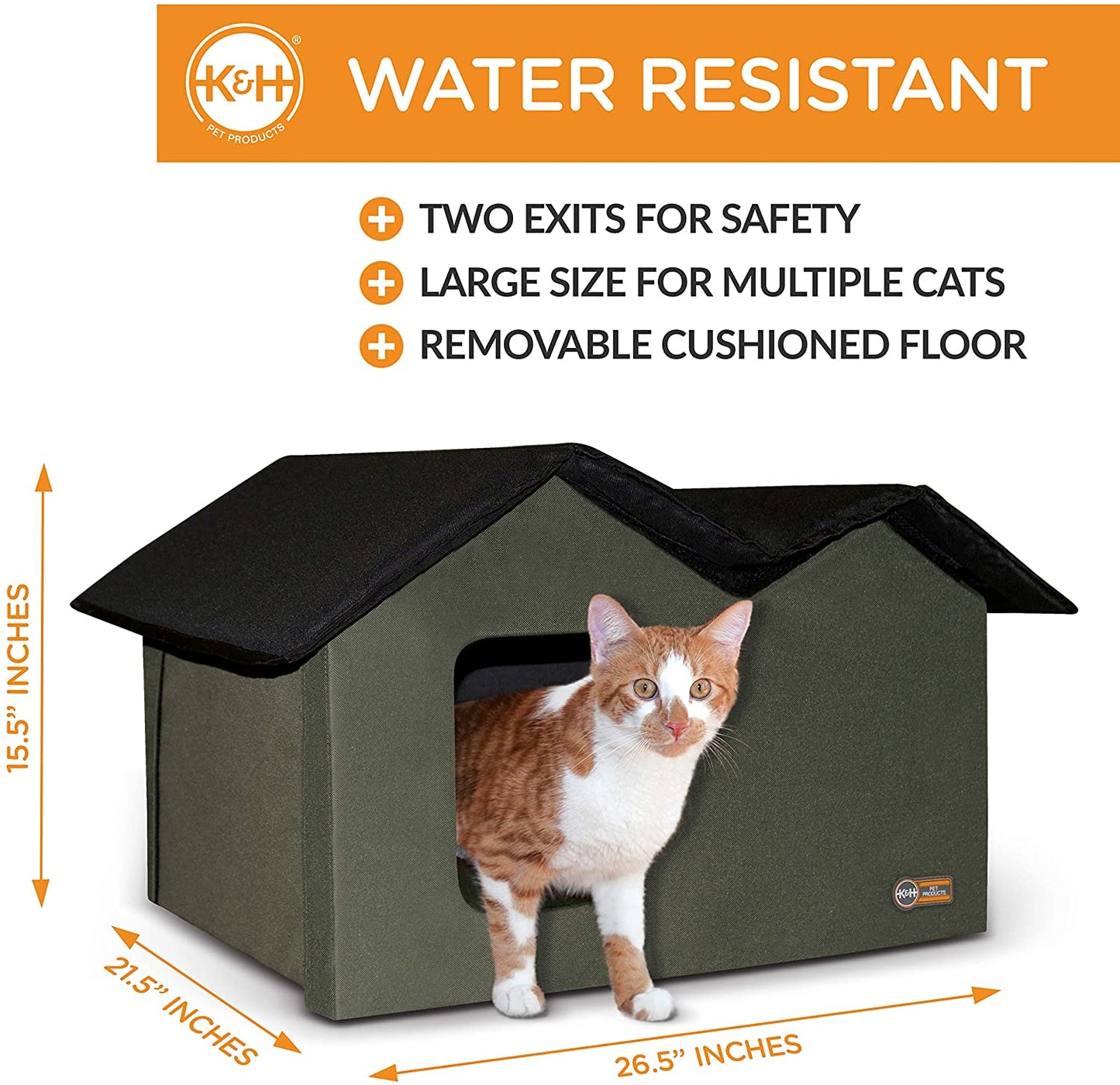 Outdoor Cat House - Extra-Wide - Unheated - Red K&H Pet Products