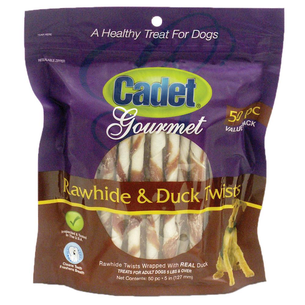 Premium Gourmet Rawhide and Duck Twists Treats 50 pack Cadet