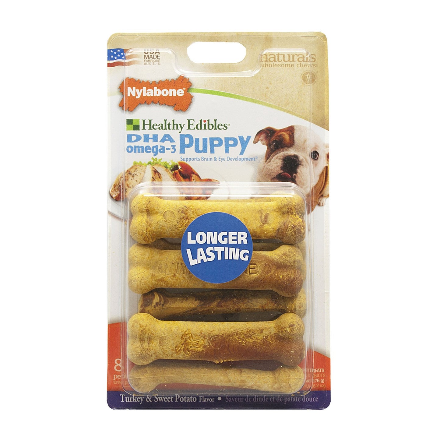 Healthy Edibles Longer Lasting Puppy Sweet Potato and Turkey Petite 8 count Nylabone