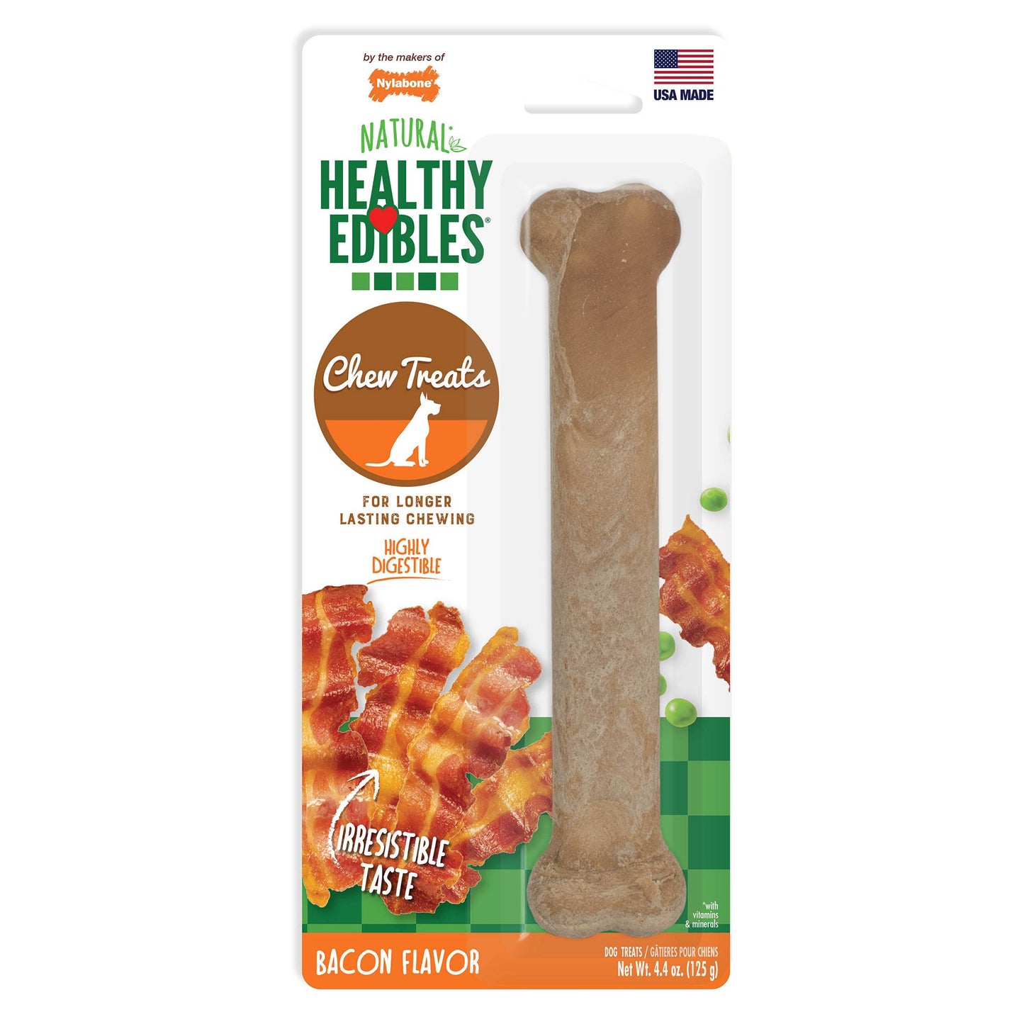 Healthy Edibles Longer Lasting Bacon Treats Giant 1 count Nylabone