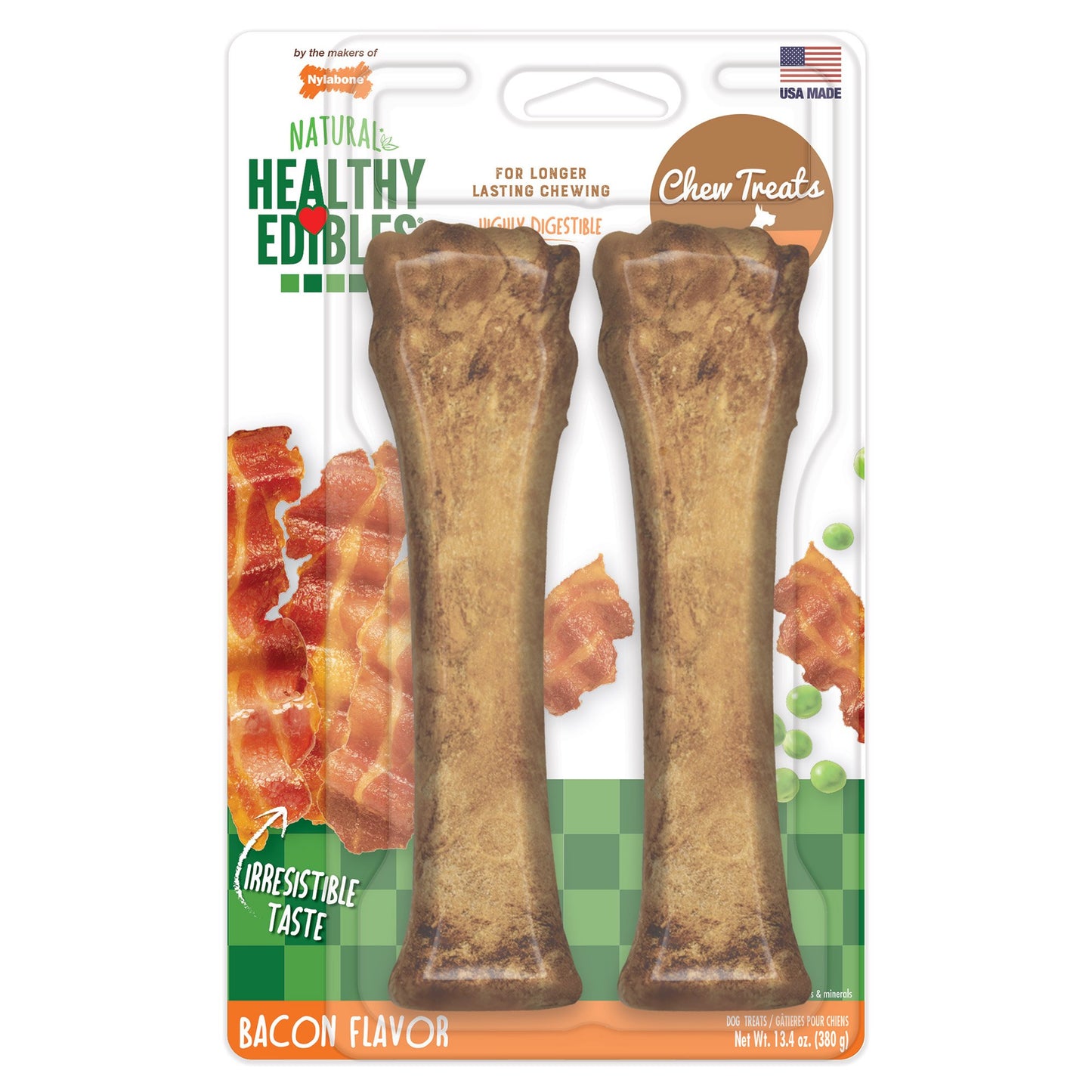 Healthy Edibles Longer Lasting Bacon Treats Sourper 2 count Nylabone