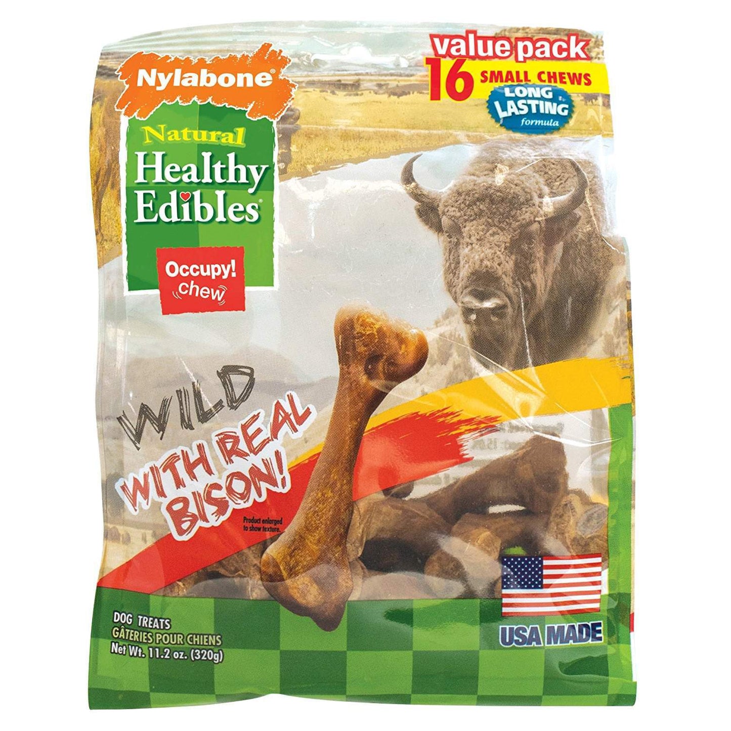 Healthy Edibles Wild Chew Treats Bison Small 16 count Nylabone