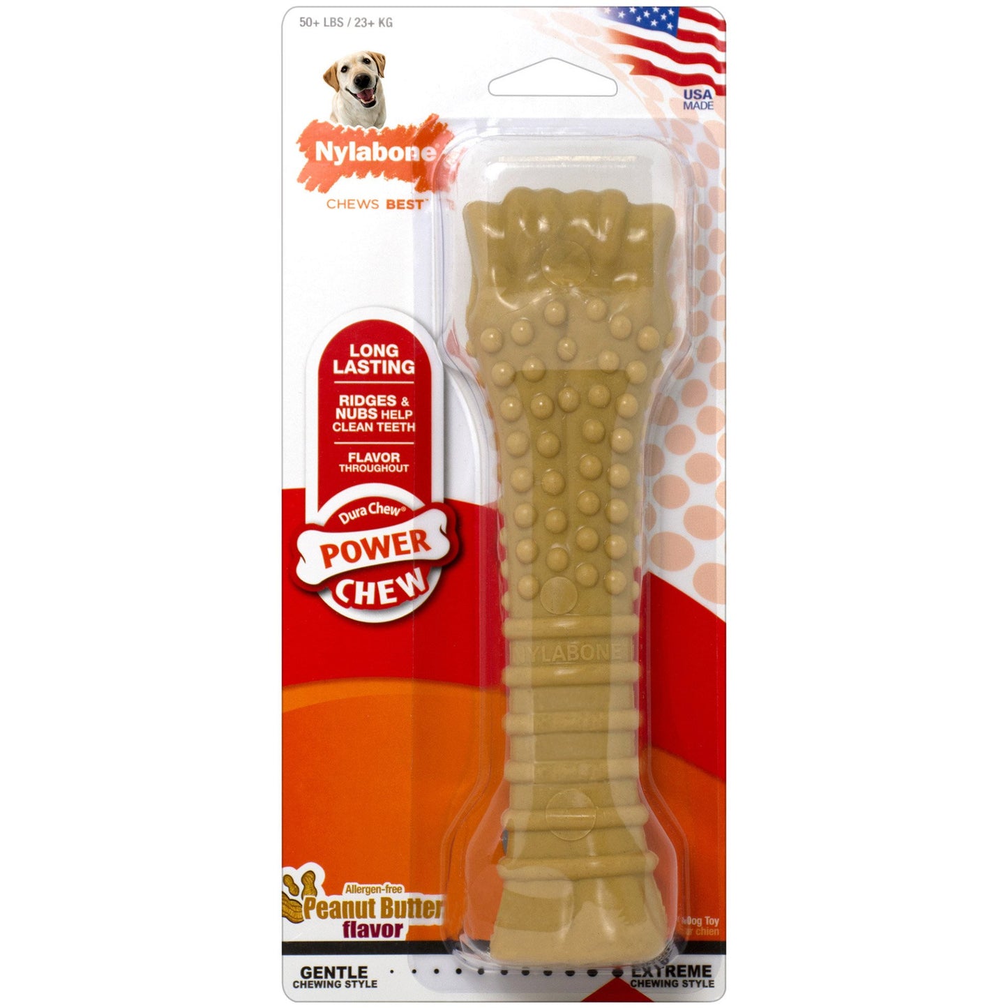 Power Chew Peanut Butter Dog Chew Toy Nylabone