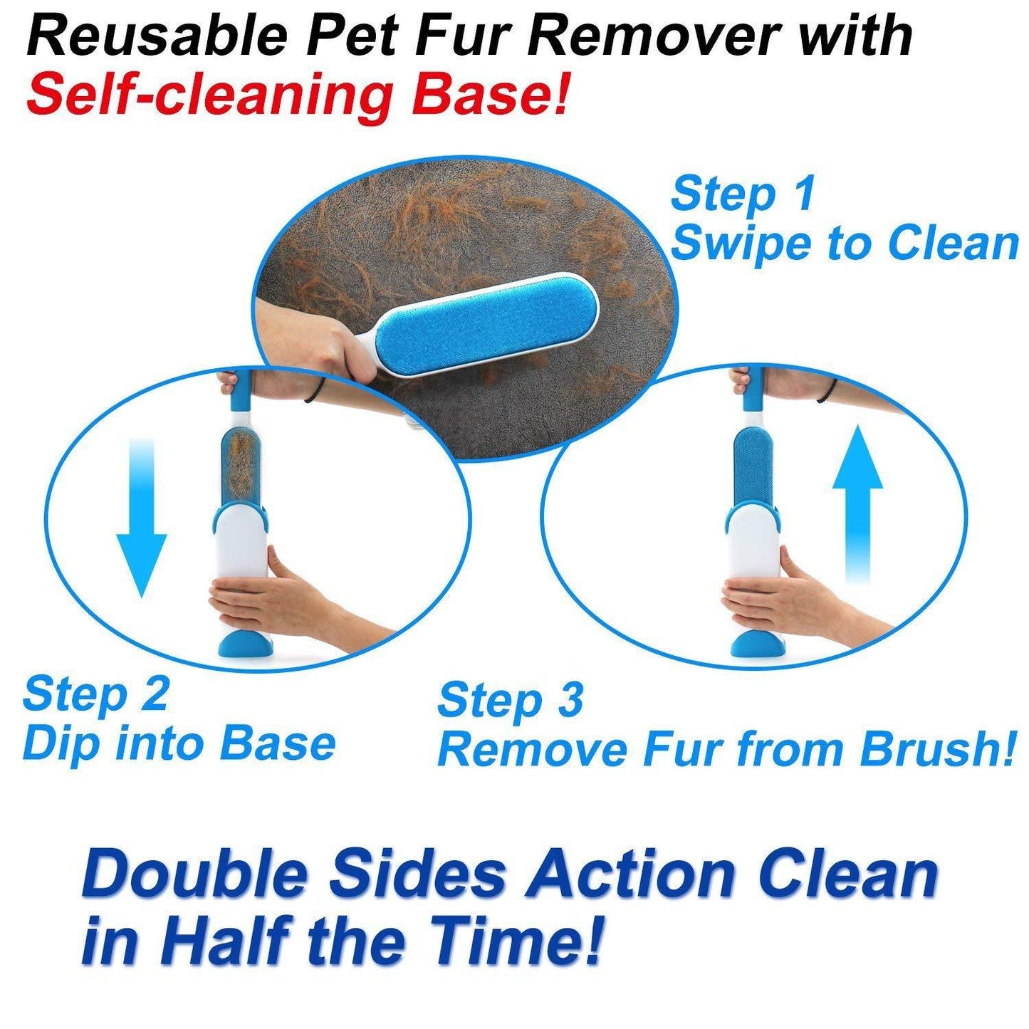 Pet Hair Lint Brush - Double Sided - Self Cleaning InfiniteWags