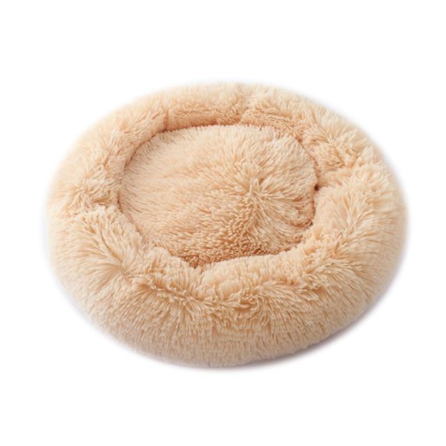 Circular Plush Dog Bed - Ultra Soft - Cozy donut shape InfiniteWags Cream M