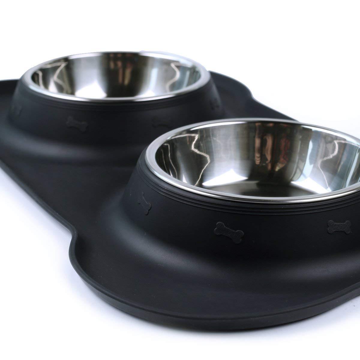 Small Stainless Steel Dog Bowls - Silicone Mat InfiniteWags