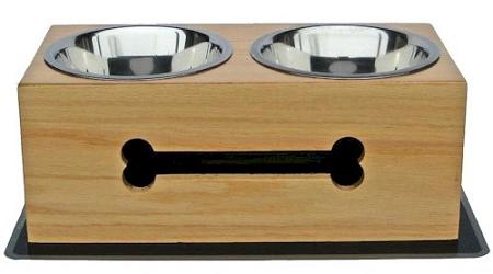 Wooden Elevated Dog Bowls - PetsStop Wooden Bone Elevated Dog Bowls Pet Feeders PetsStop