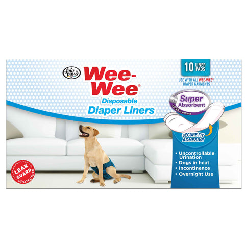 Wee-Wee Super Absorbent Disposable Dog Diaper Linders 10 count Four Paws 