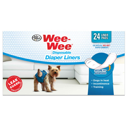 Wee-Wee Super Absorbent Disposable Dog Diaper Liners 24 count Four Paws 