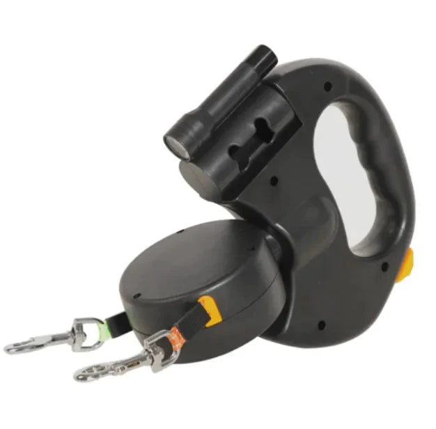 Auto Double Dog Leash InfiniteWags Black 