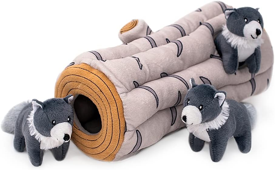 ZippyPaws Burrow Puzzle Plush Dog Toy - Arctic Wolf InfiniteWags 