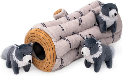 ZippyPaws Burrow Puzzle Plush Dog Toy - Arctic Wolf InfiniteWags 