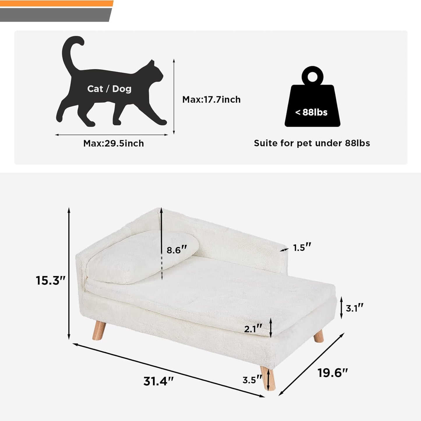 Elevated Dog Bed - Nordic Pet Stool Bed with Cozy InfiniteWags 