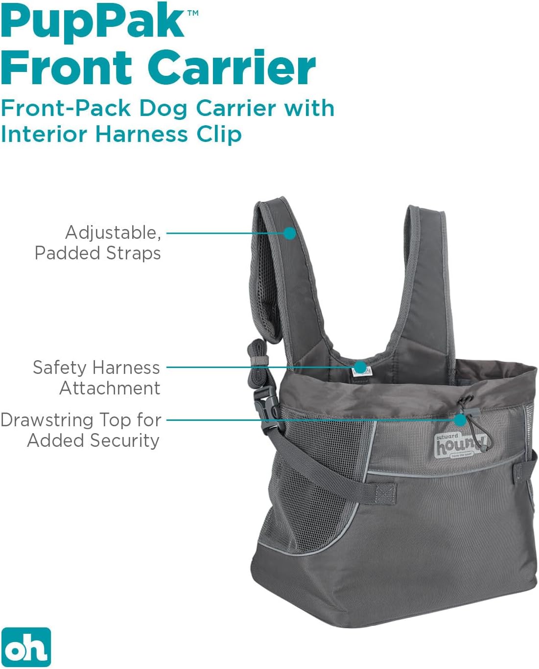 Outward Hound PupPak Dog Front Carrier Small Grey InfiniteWags 