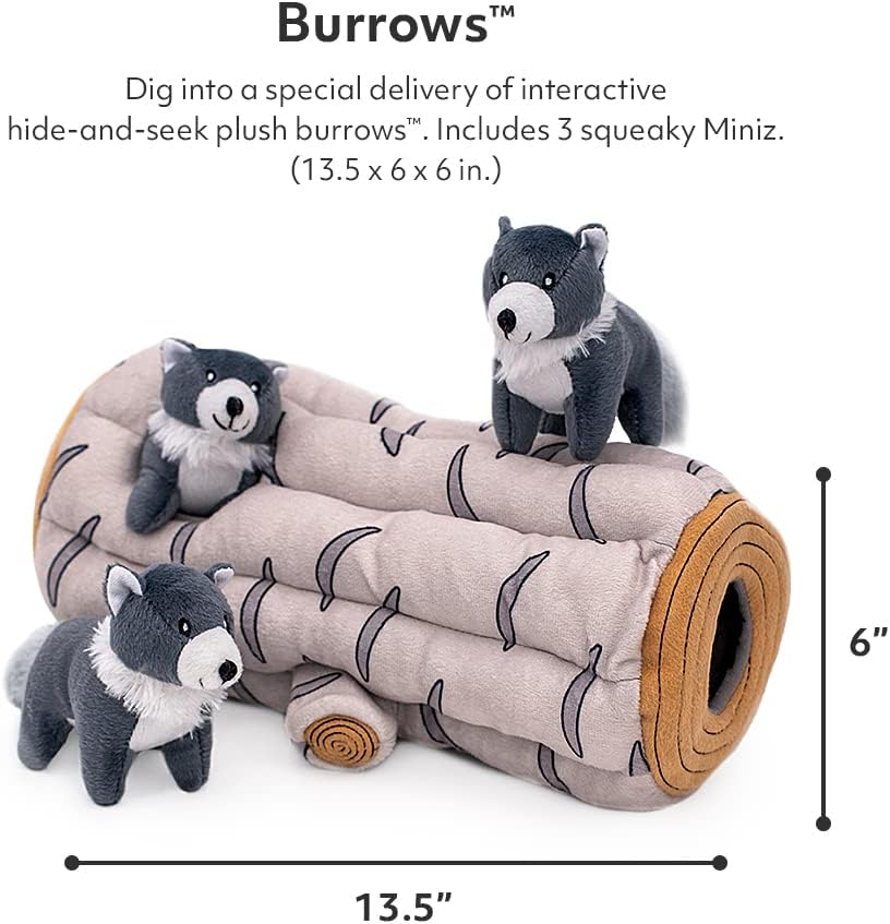ZippyPaws Burrow Puzzle Plush Dog Toy - Arctic Wolf InfiniteWags 