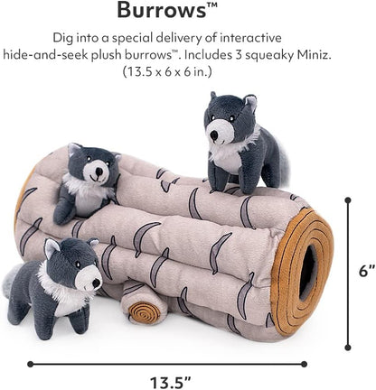 ZippyPaws Burrow Puzzle Plush Dog Toy - Arctic Wolf InfiniteWags 