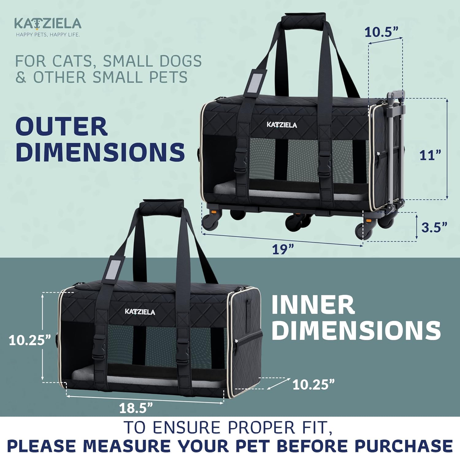 Pet Carrier Airline Approved - Dog Carrier with Wheels InfiniteWags 