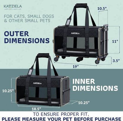Pet Carrier Airline Approved - Dog Carrier with Wheels InfiniteWags 