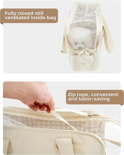 Dog Carrier for Small Dogs (Beige 17" L x 7.5" W x 12" H) InfiniteWags 