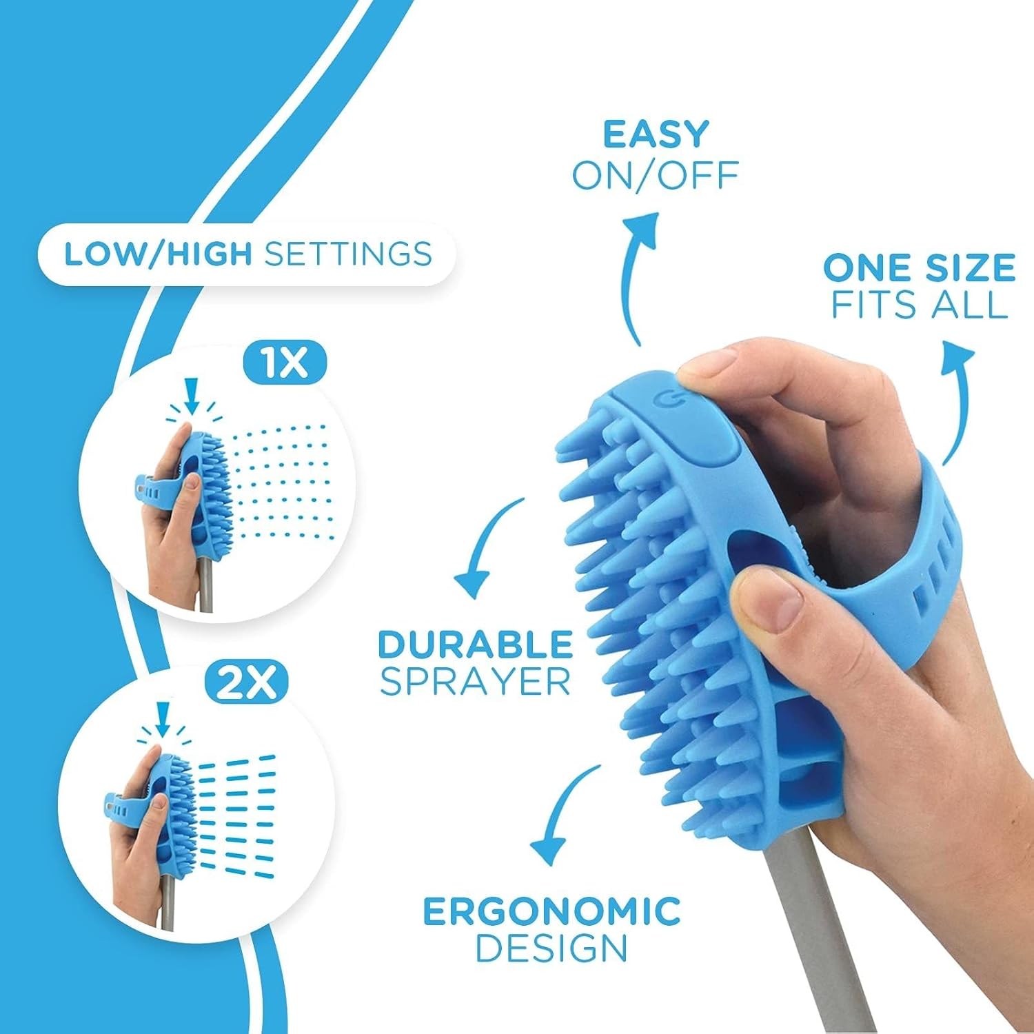 Aquapaw Dog Bath Brush Pro - Sprayer and Scrubber Tool in One - Indoor/Outdoor Dog Bathing Supplies - Pet Grooming for Dogs with Long & Short Hair - Dog Shower Attachment for a Washing Station InfiniteWags 