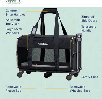 Pet Carrier Airline Approved - Dog Carrier with Wheels InfiniteWags 