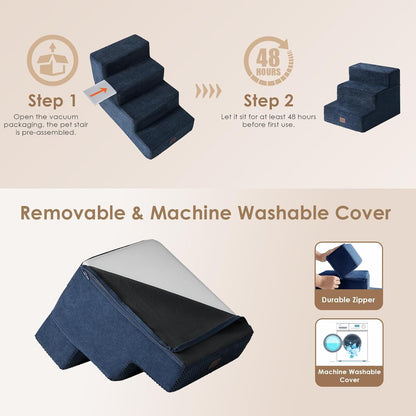 Dog Stairs for Small Dogs - 13.5" H 3-Step Pet Stairs InfiniteWags 