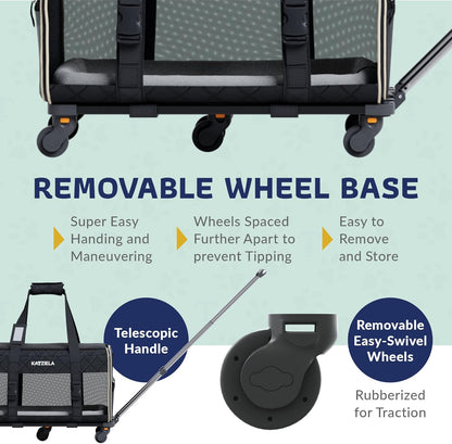 Pet Carrier Airline Approved - Dog Carrier with Wheels InfiniteWags 