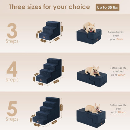 Dog Stairs for Small Dogs - 13.5" H 3-Step Pet Stairs InfiniteWags 