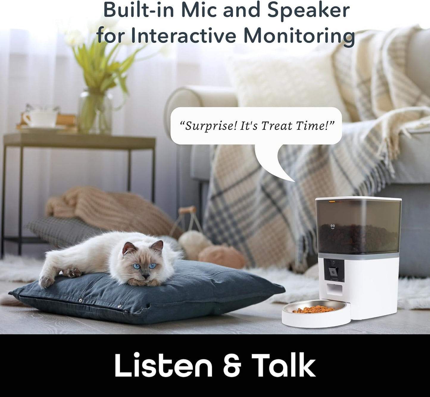 Smart Pet Feeder with Camera 1080p HD Night Vision Two-Way Audio InfiniteWags 