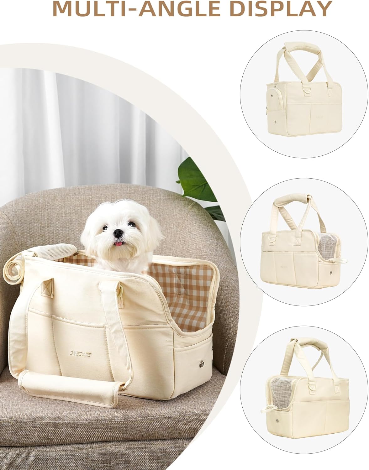 Dog Carrier for Small Dogs (Beige 17" L x 7.5" W x 12" H) InfiniteWags 