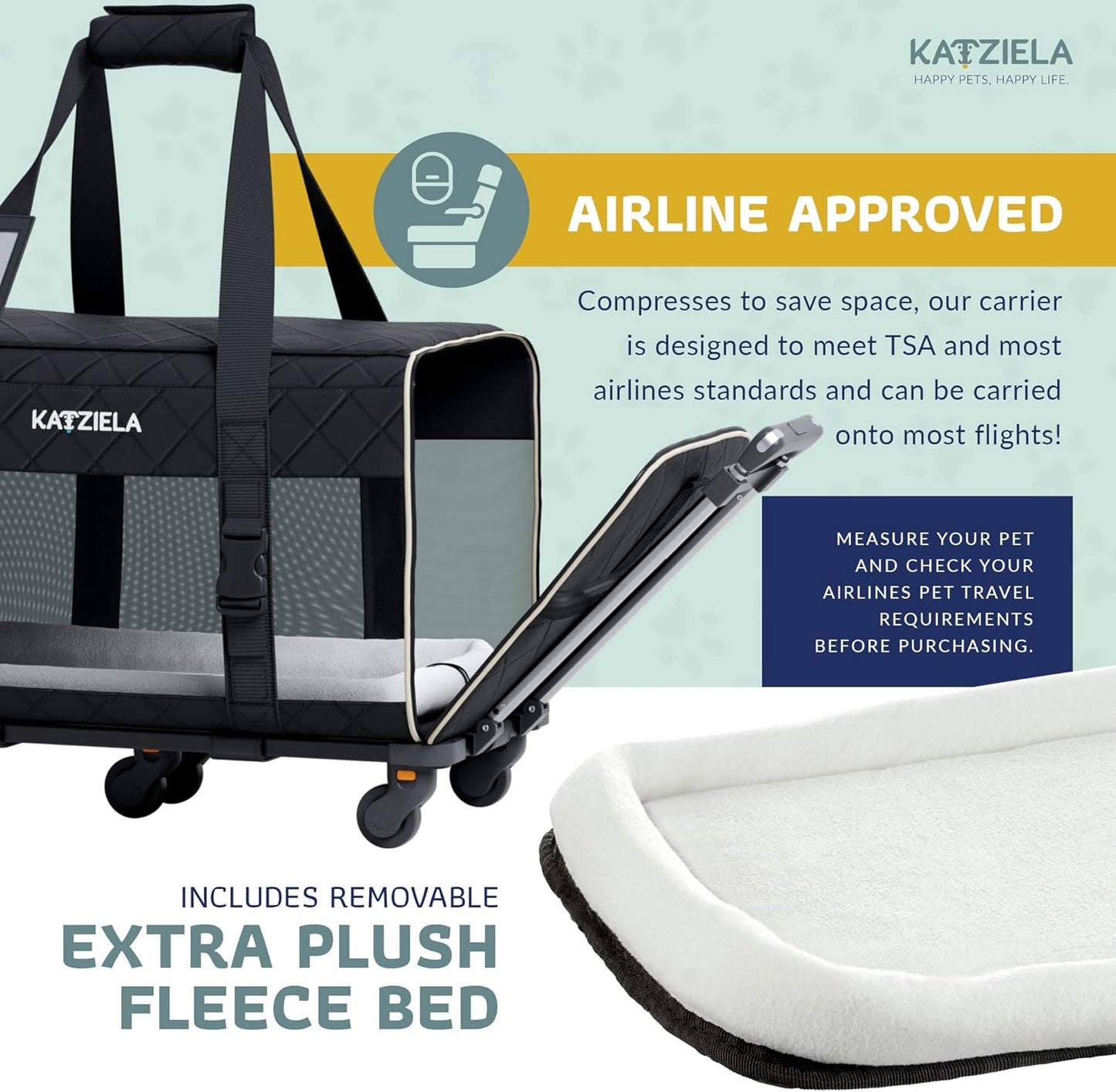 Pet Carrier Airline Approved - Dog Carrier with Wheels InfiniteWags 