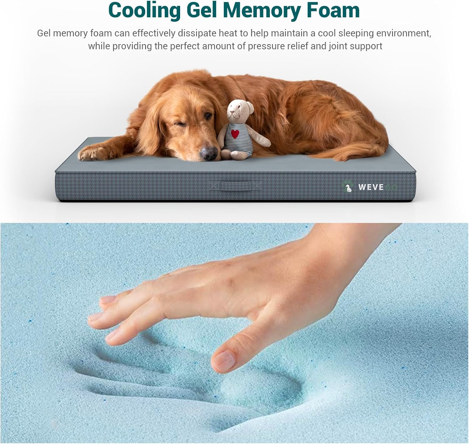 Orthopedic Dog Bed with Thick Gel Memory Foam Support Durable Flannel Fabric with Removable Cover & Waterproof Liner Dog Beds InfiniteWags 