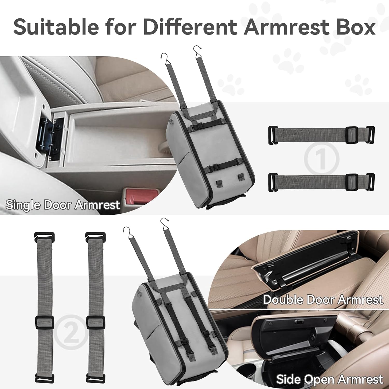 Console Dog Car Seat - Portable Small Dog Car Seat for DogsLight Grey) InfiniteWags 