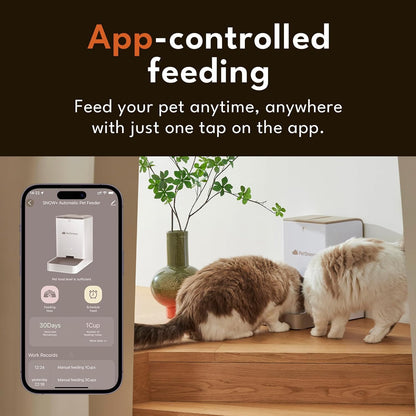PetSnowy Snow+ Automatic Cat Feeder - Wi-Fi Enabled Automatic Cat Food Dispenser with APP Control 4L InfiniteWags 