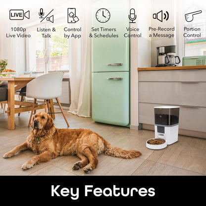 Smart Pet Feeder with Camera 1080p HD Night Vision Two-Way Audio InfiniteWags 