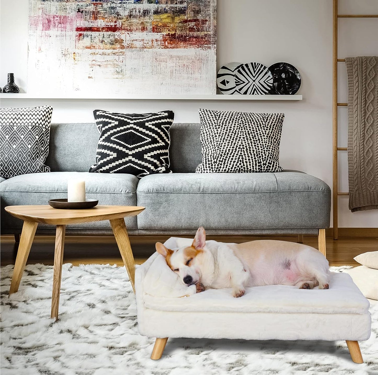 Elevated Dog Bed - Nordic Pet Stool Bed with Cozy InfiniteWags 